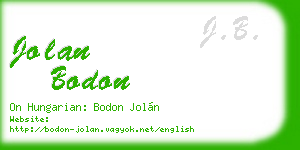 jolan bodon business card